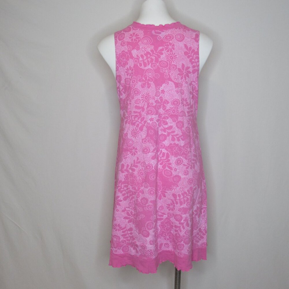 Fresh Produce Pink Floral Faux Wrap Sleeveless Cotton Dress Women's S Small - Picture 3 of 8